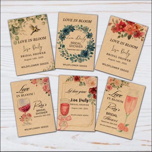 Bridal Shower Seed Packets/Custom Bridal Shower Gift Party Favor/Love in Bloom Bridal Wildflower Seed Packets/Wedding Seed Packet Gift Favor