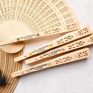 Personalized Birthday Wood Hand Fan Favors, Custom Birthday Favors, Birthday Folding Fan for Guests, Custom Party Fan, Rustic Favor Hand Fan