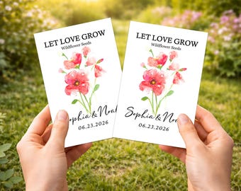 Personalized Wildflower Seed Packets, Wedding Favors, Bridal Shower Gifts