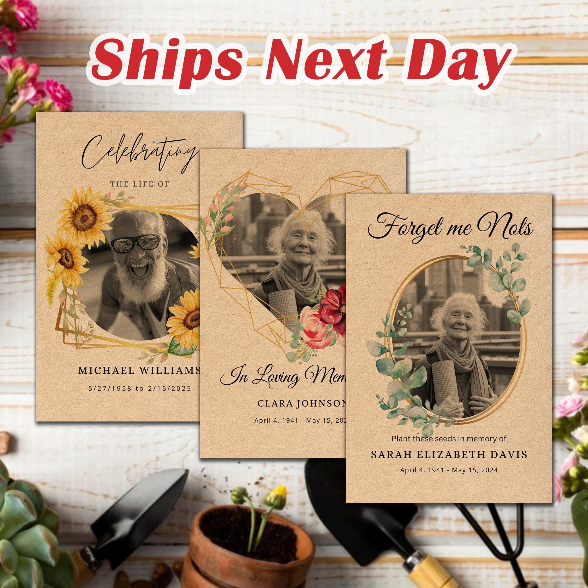Custom Funeral Wildflower Seed Packets: In Loving Memory Memorial Favors