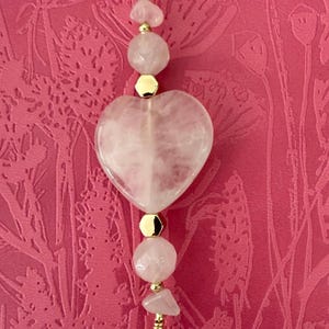 Rose Quartz Heart Crystal Bookmark