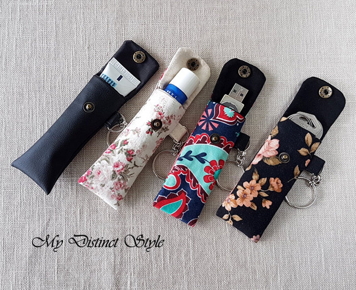 Fabric Lip Balm Holder With Keyring Lip Balm Cozy Chapstick Etsy