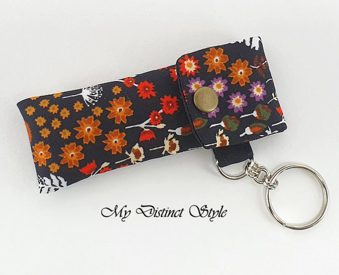 Fabric Lip Balm Holder With Keyring, Lip Balm Cozy, Chapstick Holder