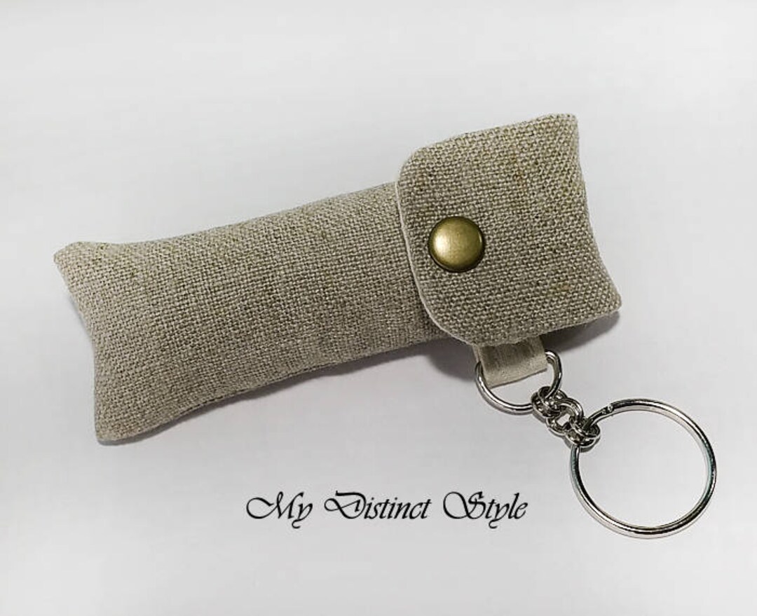 Men's Linen Fabric Lip Balm Holder With Keyring Lip Balm Etsy