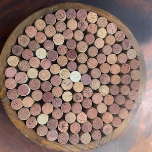 Handmade Wine Cork Trivet: Reclaimed Barn Wood Tray, Farmhouse Decor