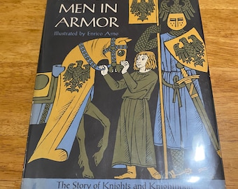 Hombres con armadura: caballeros y caballería, libro ilustrado vintage de 1960