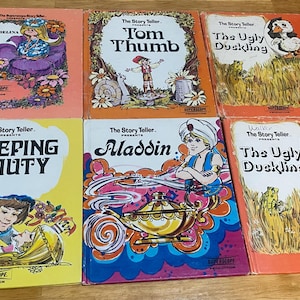 Vintage Aladdin, Thumbelina, Tom Thumb, Sleeping Beauty, The Ugly Duckling by the Story Teller Series | 1970s Vintage Books