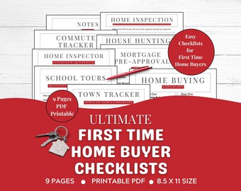 First Time Home Buyer Checklist Printable: House Hunting Checklist, Home Inspection Checklist, Mortgage Pre-Approval Checklist