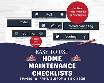 Home Wartung Checkliste PDF: Home Wartung Ordner, Home Verbesserung Planer, Home Wartung Tracker Printable