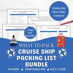Cruise Packing List Printable: Cruise Packing Checklist, Travel Packing List, Toiletry Bag Packing List, Carry-On Bag Packing List