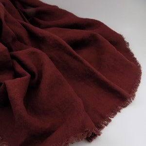 Vintage wine multi-purpose linen wrap, small dark red fringe summer lap throw, travel wrap, table throw, cottage home decor