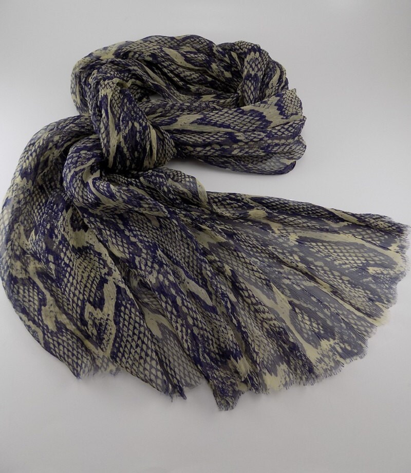 Snake Print Silk Scarf Etsy