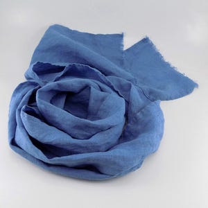 Fringe linen scarf in cloud blue, small lightweight scarf, light blue accent scarf, gift for friend