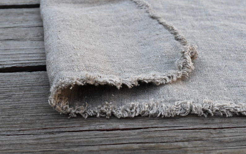 Double layered linen placemat in natural dye free, canvas weight table mat with handmade fringe, set of 2, linen gift for friends