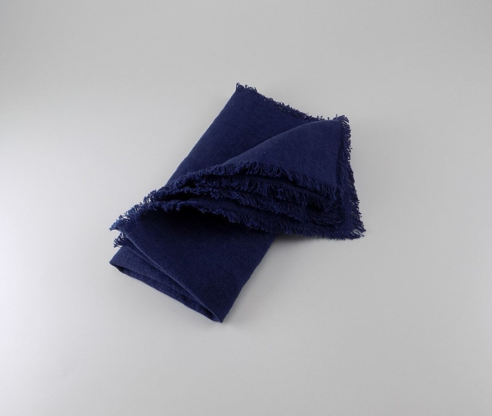 Linen Napkin in Cobalt Blue / Frayed Linen Napkin / 14 x Etsy
