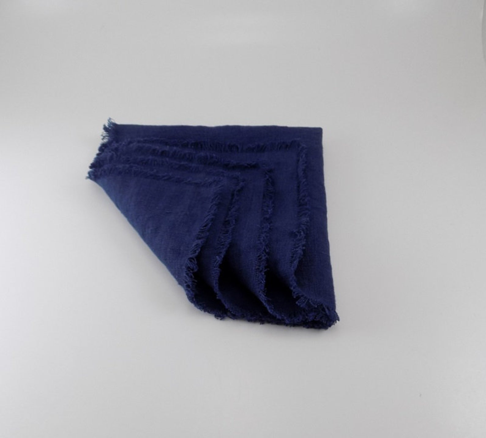 Linen Napkin in Cobalt Blue / Frayed Linen Napkin / 14 x Etsy
