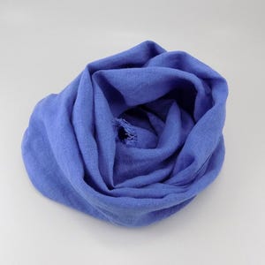 Handmade Periwinkle Blue Linen Scarf: Fringe Accent Scarf