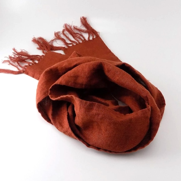 Fashion Scarf World Plain Tassel Edge Scarf Burnt Orange main image 1