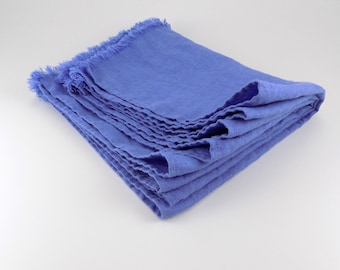 Periwinkle fingertip towel, fringe guest towel, purple blue napkin, tea towel, set of 4, 13" x 18", linen gift ideas