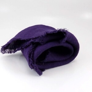 Violet Linen Napkin: Fringed European Linen, Rustic Farmhouse Table
