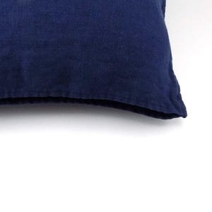 cobalt blue linen pillow cover with flange, edge envelope closure, heavyweight pillowcase for rustic home, country wedding, cottage living