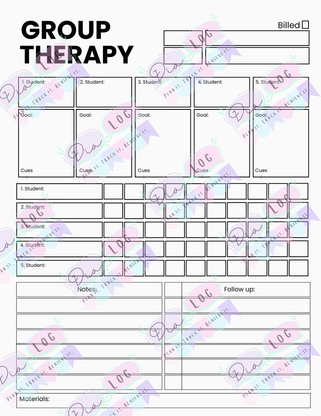 Printable/digital PDF Speech Therapy Data Collection Sheet - Etsy