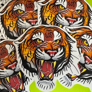 Handmade Tiger Head Sticker, Roughly 3x3 Inches