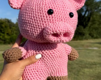 Peluche di maialino all'uncinetto: amigurumi di animali da fattoria fatti a mano