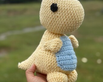Adorabile dinosauro all'uncinetto giallo e blu - Peluche fatto a mano