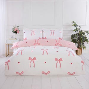 Ribbon Pink or Green Duvet Cover Bedding set in Single, Double, King sizes