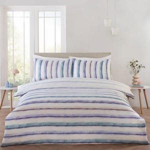 Horizon Striped Bedding Duvet Cover set, in Single, Double, King sizes Reversible