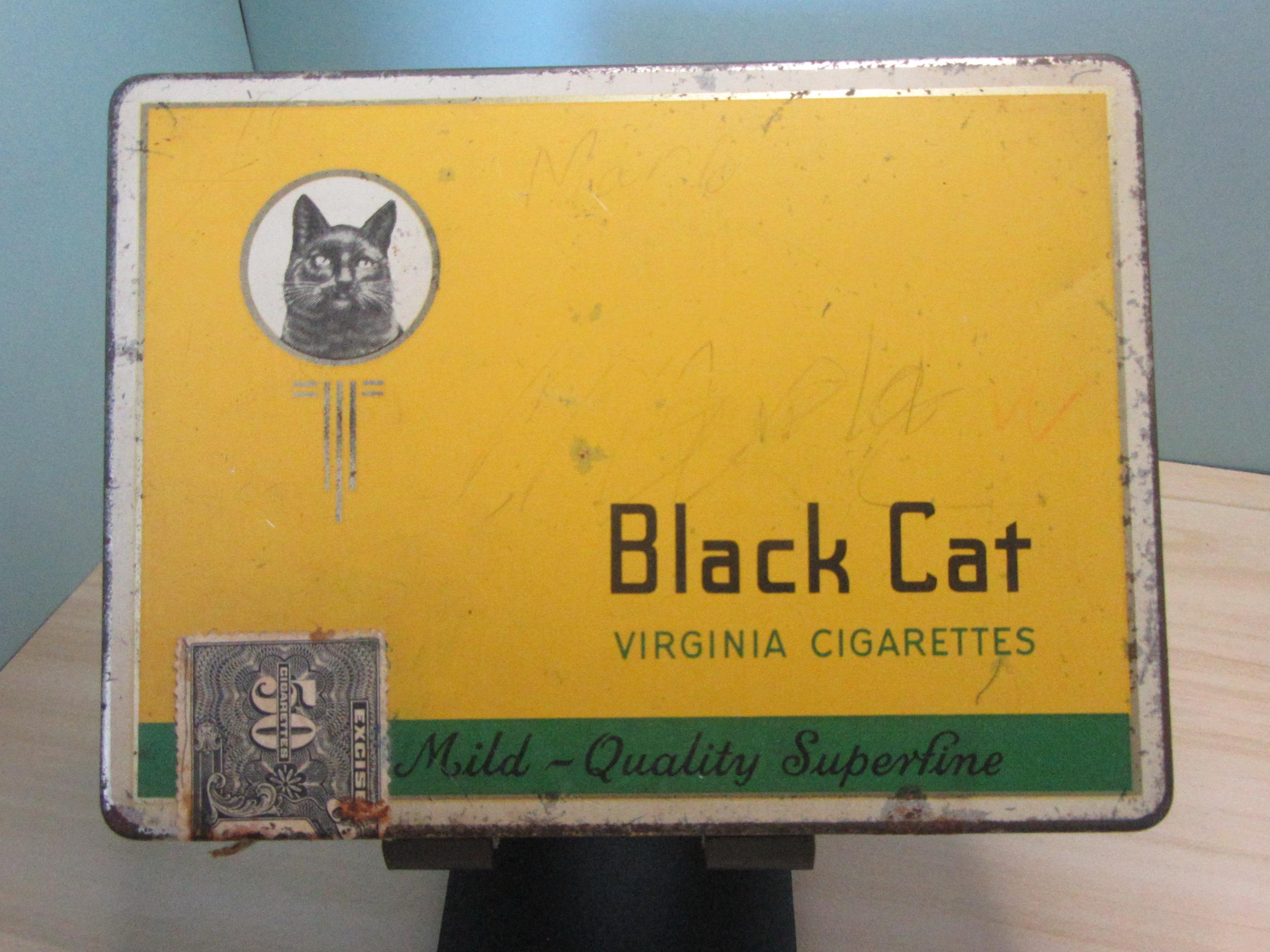 black cat cigarette tin | Accents | Vintage Antique Black Cat Black Cat Tobacco Tin round