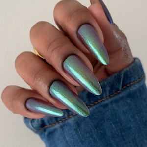 Mushroom Whimsy - Nail Polish, Multichrome Shimmer Nail Polish Shifts from Green to Purple to Blue, Quick Dry, Easy Application, 2-3 Coats