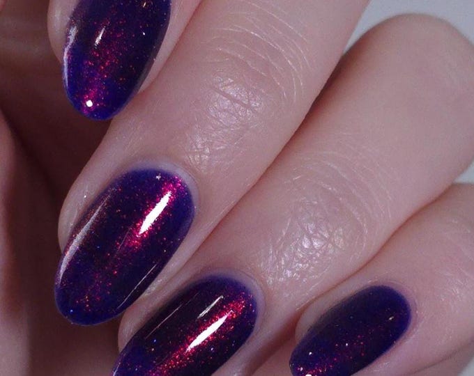 Candlelit Scrawl - Inky Purple Jelly Nail Polish with Orange Shimmer