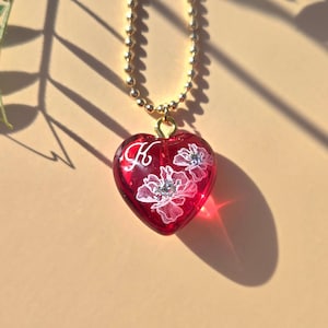 Collar con inicial personalizado: collar con letra personalizada para ella, dije de corazón kawaii, regalo de joyería estética, collar delicado y bonito.