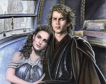 A Moment with His Angel - Star Wars Traditional Art Watercolor Painting - Photo Print 30x40cm (11.8" x 15.7") - Hand Signed