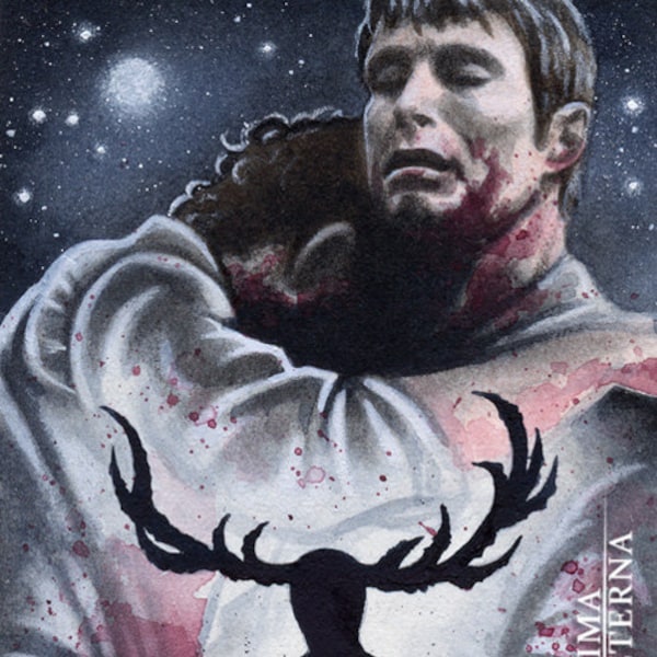 Hunters - Will Graham & Hannibal Lecter - Hannibal Traditional Art Watercolor Painting - ACEO Print - Hand Signed