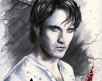 Bill Compton - True Blood Traditional Art Watercolor Painting - Photo Print 15x20cm (5.9"x7.8") - Hand Signed