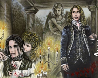 Interview with the Vampire Traditional Art  Watercolor Painting - Photo Print 30x40cm (11.8" x 15.7" approx.)  - Hand Signed