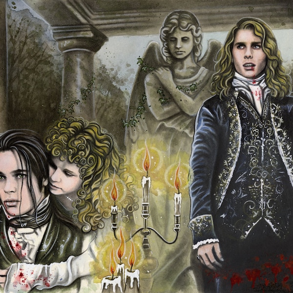 Interview with the Vampire Traditional Art  Watercolor Painting - Photo Print 15x20cm (5.9"x7.8") - Hand Signed