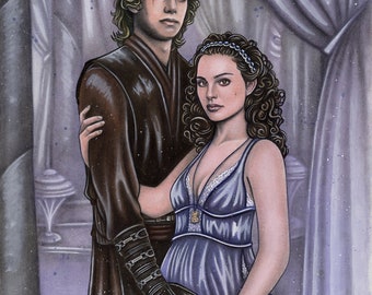 Our baby is a blessing - Star Wars Traditional Art Watercolor Painting - Photo Print 20x30cm (7.9" x 11.8") - Hand Signed