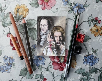 Blood Lineage - Interview with the Vampire Traditional Art - Original Watercolor Painting - ACEO