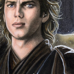 A Moment with His Angel Star Wars Traditional Art Watercolor Painting Photo Print 20x30cm 7.9 x 11.8 Hand Signed image 4