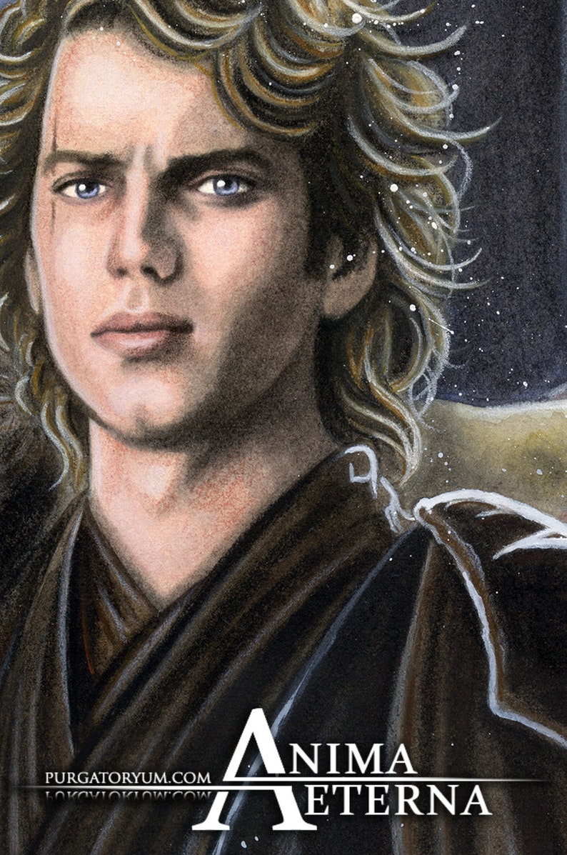 A Moment with His Angel Star Wars Traditional Art Watercolor Painting Photo Print 20x30cm 7.9 x 11.8 Hand Signed image 4