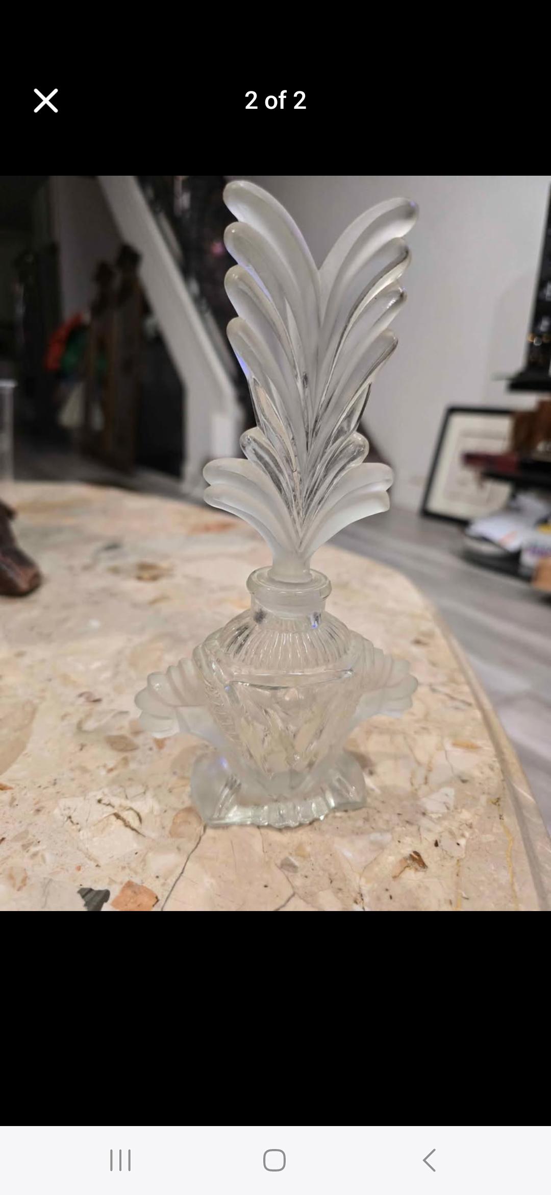 ヴィンテージ アールデコ フロストガラス クリスタル トール 香水