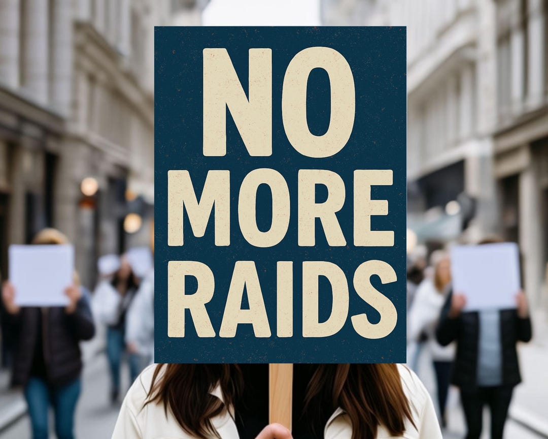 No More Basic Rights No More Raids Protest Sign, Immigrant Rights Poster (digital Download ...