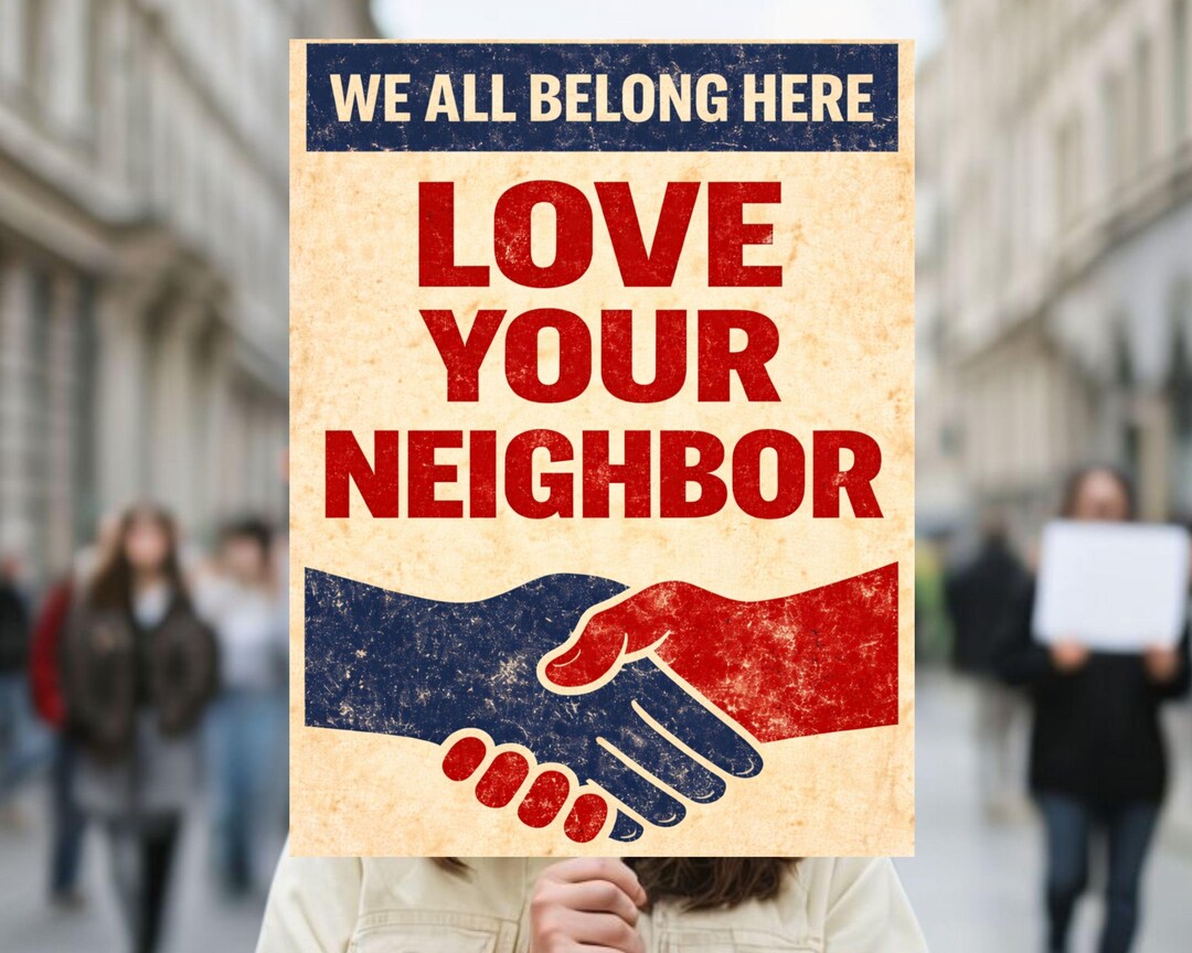 We Love Rights Love Your Neighbor Protest Sign, Immigrant Rights Poster (digital ...