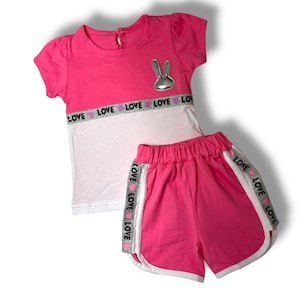 Pink & White Baby Girl Summer Outfit – 2-Piece Set