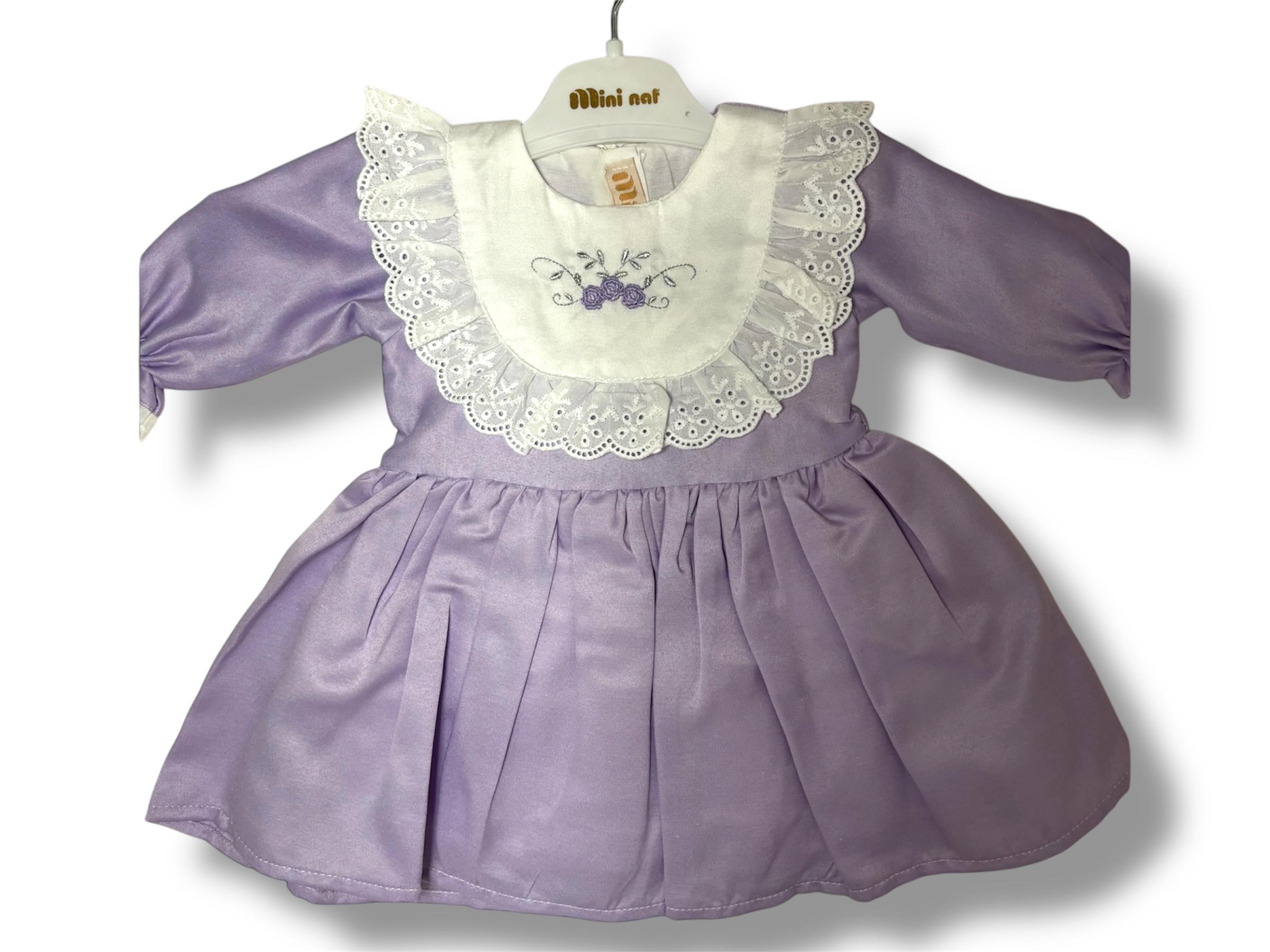 Robe Bébé Fille Rétro Vintage Avec Col Dentelle - 3 à 6 Mois - Rose Fleuri