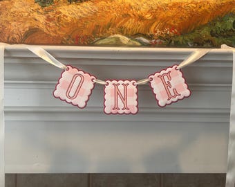 Fabric ONE Birthday Banner for First Birthday Decor Custom Colors Available